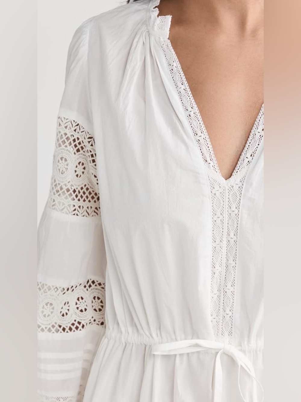 Anthropologie Velvet Chanelle White Eyelet Cotton Midi Dress M - Picture 5 of 9